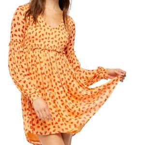 Free People Orange and Red Floral Dress